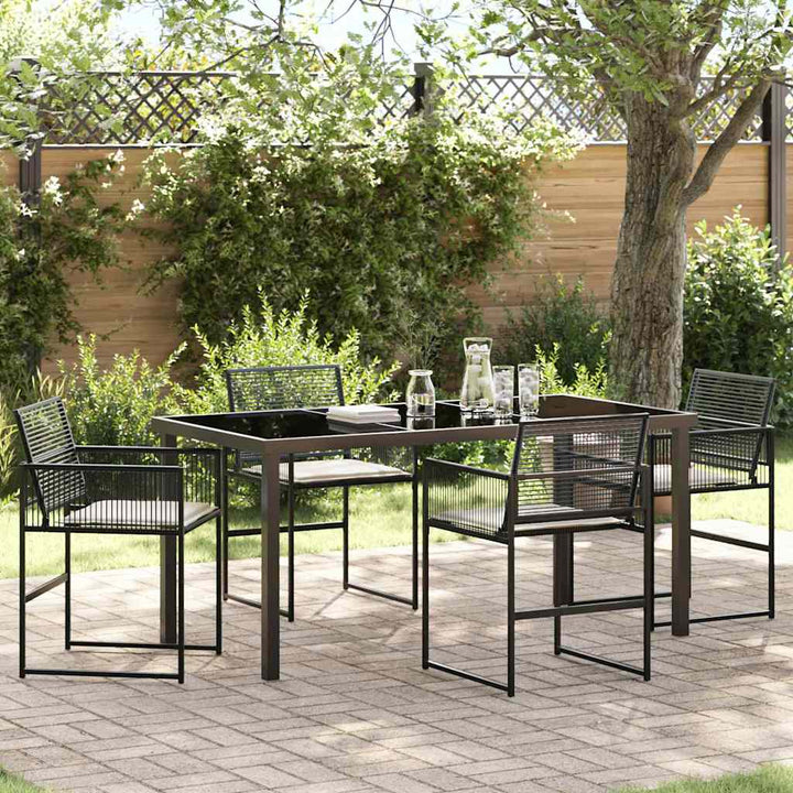 Have Spisebordssæt 5 pcs Sort Poly rattan