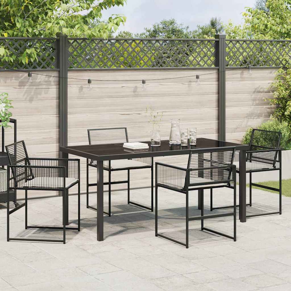 Have Spisebordssæt 5 pcs Sort Poly rattan