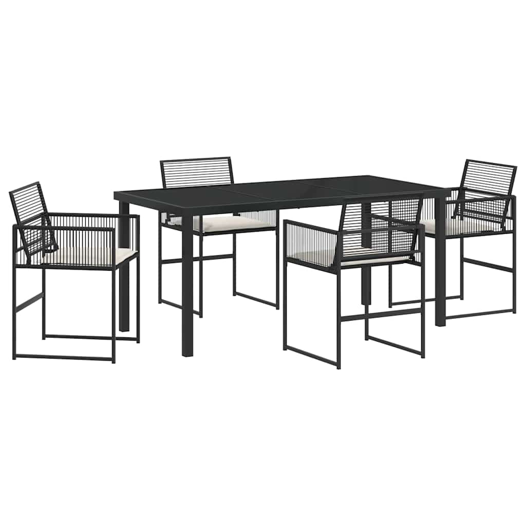 Have Spisebordssæt 5 pcs Sort Poly rattan