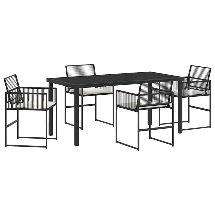 Have Spisebordssæt 5 pcs Sort Poly rattan