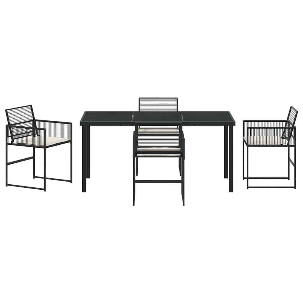 Have Spisebordssæt 5 pcs Sort Poly rattan