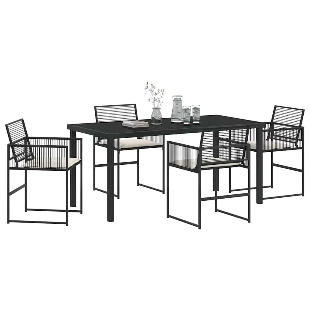 Have Spisebordssæt 5 pcs Sort Poly rattan