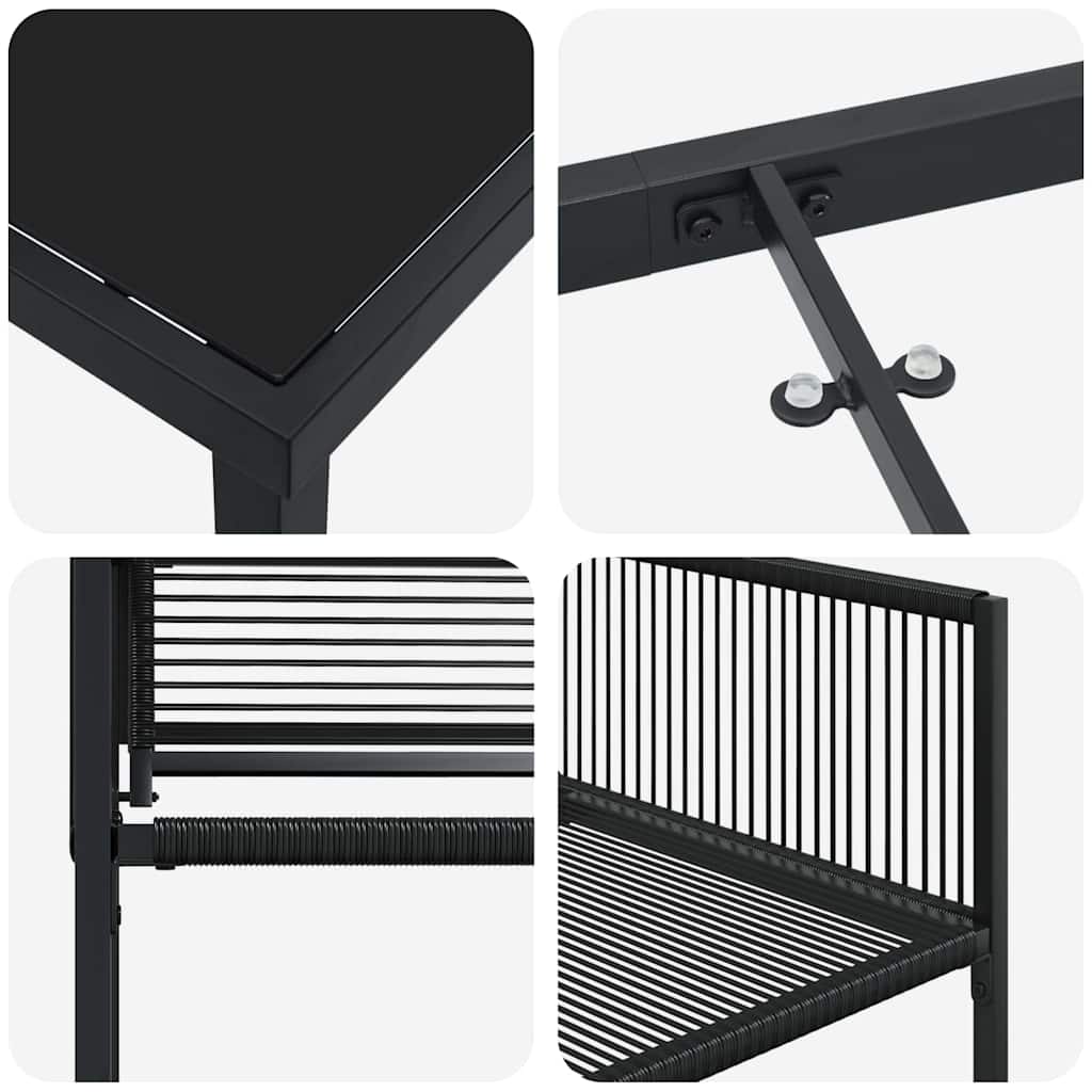 Have Spisebordssæt 5 pcs Sort Poly rattan