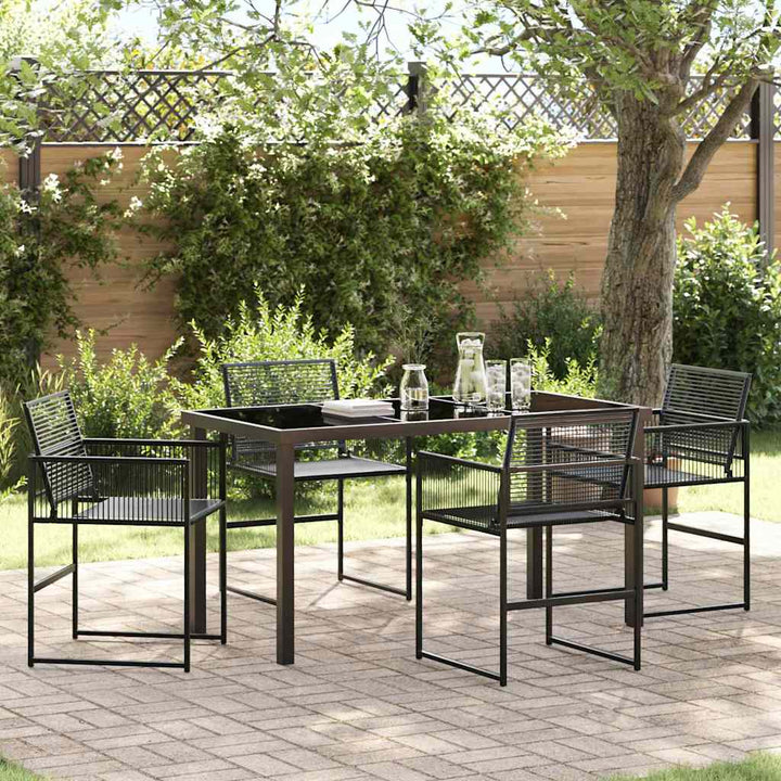 Have Spisebordssæt 5 pcs Sort Poly rattan