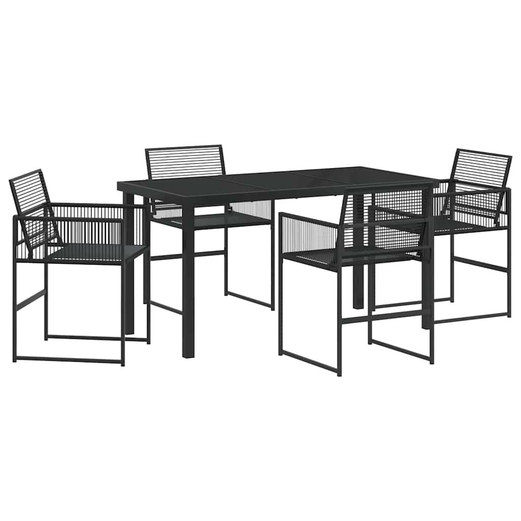 Have Spisebordssæt 5 pcs Sort Poly rattan