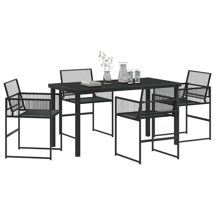 Have Spisebordssæt 5 pcs Sort Poly rattan