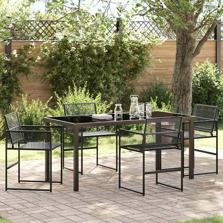 Have Spisebordssæt 5 pcs Sort Poly rattan