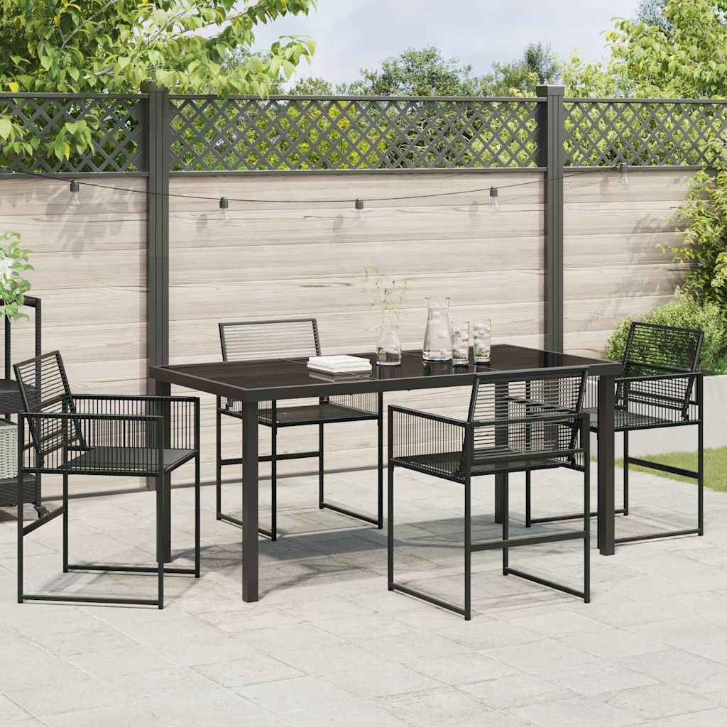 Have Spisebordssæt 5 pcs Sort Poly rattan