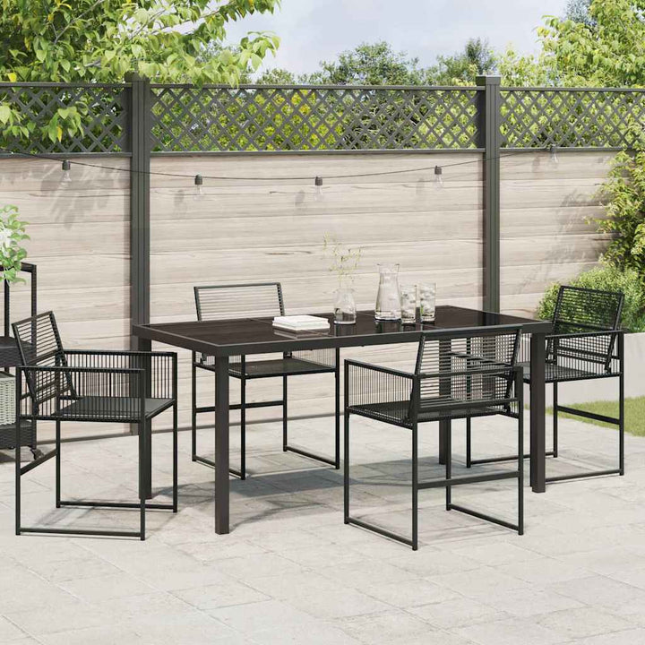 Have Spisebordssæt 5 pcs Sort Poly rattan