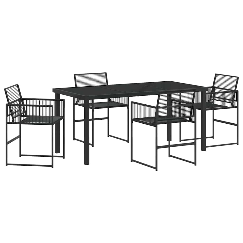 Have Spisebordssæt 5 pcs Sort Poly rattan