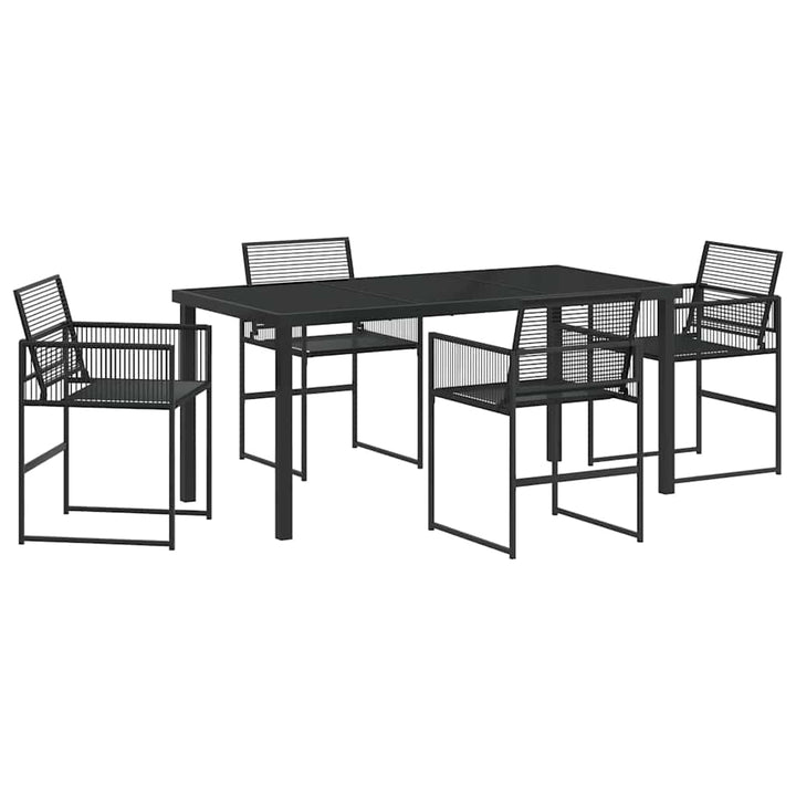 Have Spisebordssæt 5 pcs Sort Poly rattan