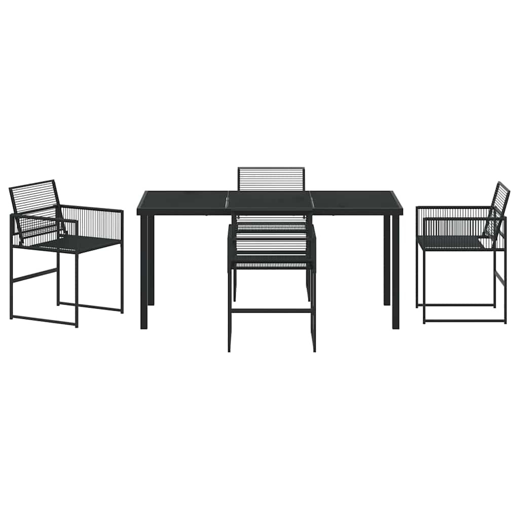 Have Spisebordssæt 5 pcs Sort Poly rattan