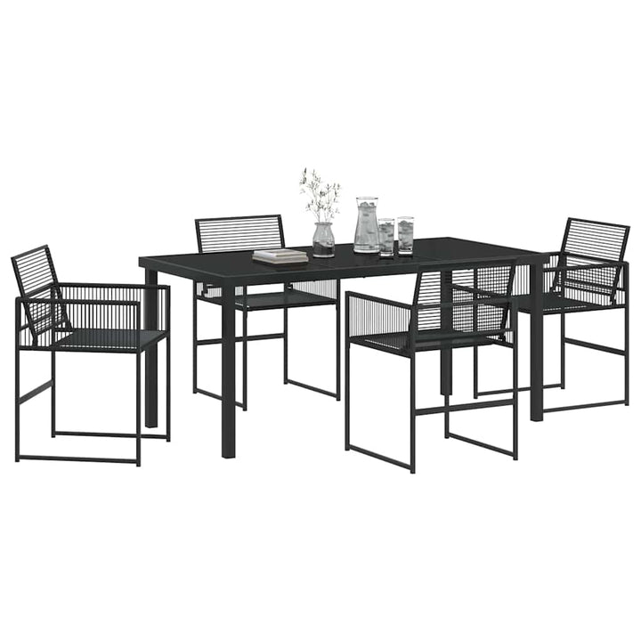Have Spisebordssæt 5 pcs Sort Poly rattan
