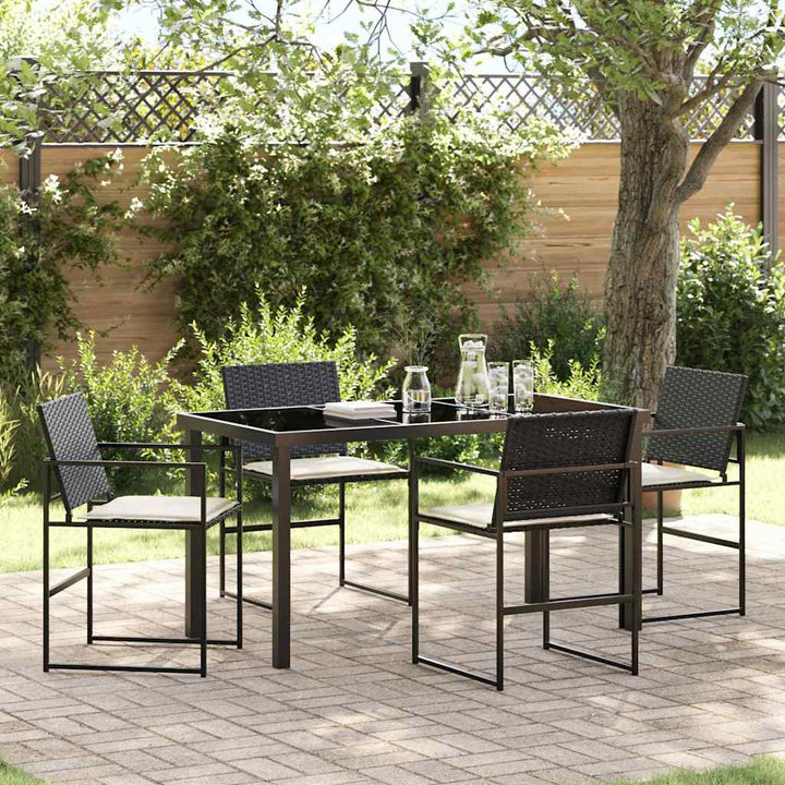 Have Spisebordssæt 5 pcs Sort Poly rattan