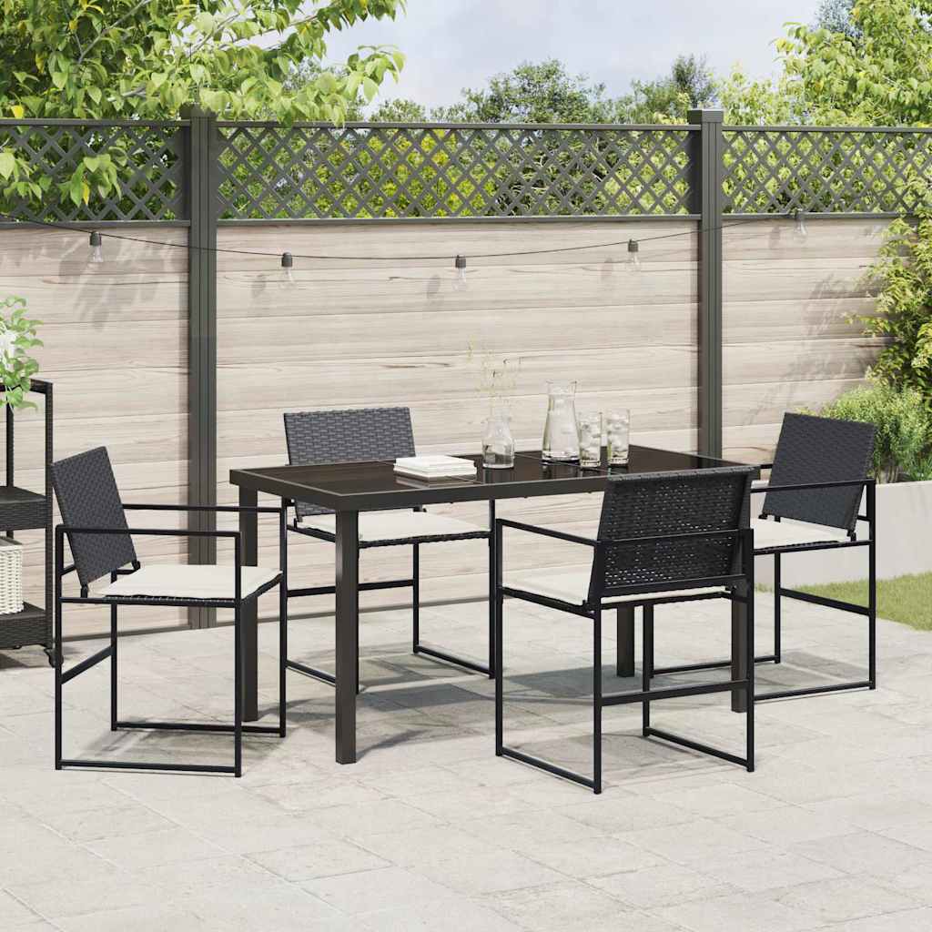 Have Spisebordssæt 5 pcs Sort Poly rattan
