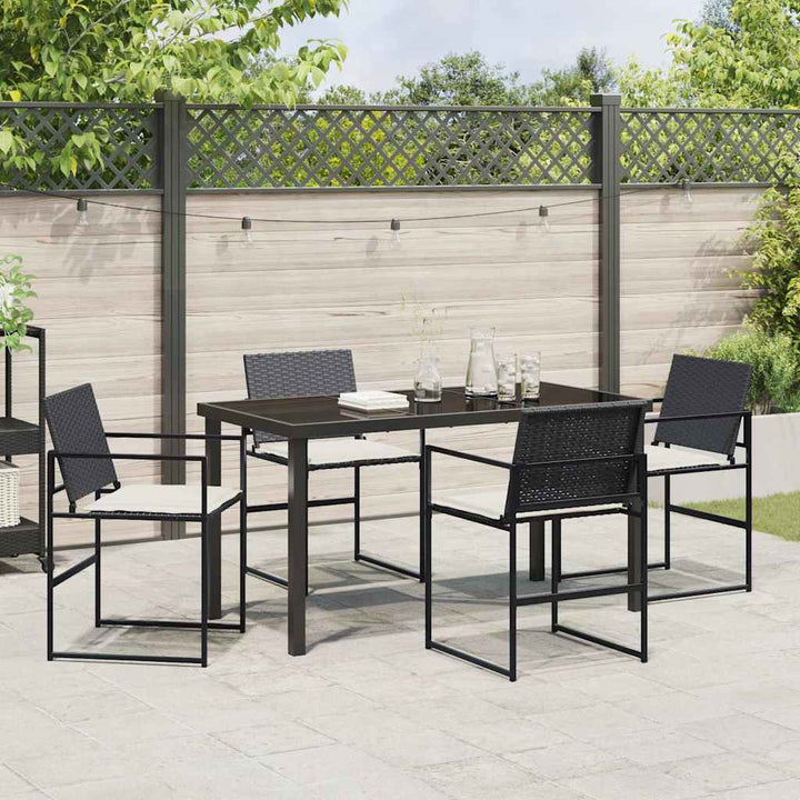 Have Spisebordssæt 5 pcs Sort Poly rattan