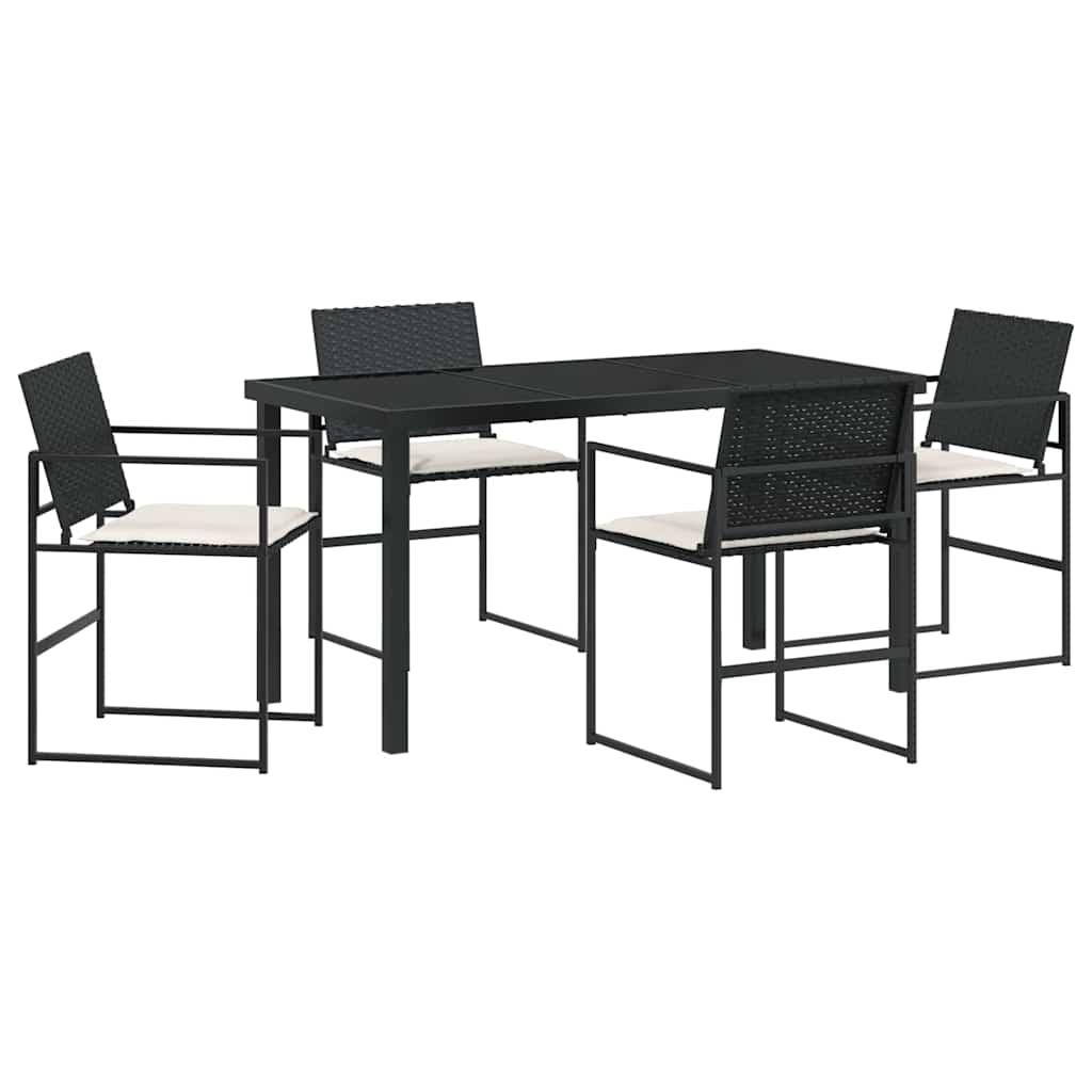 Have Spisebordssæt 5 pcs Sort Poly rattan