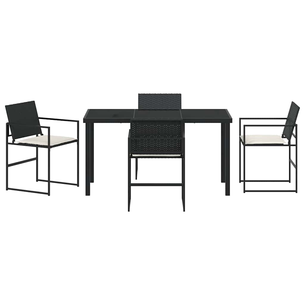 Have Spisebordssæt 5 pcs Sort Poly rattan