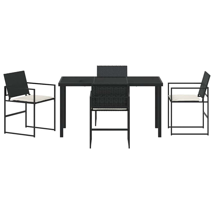 Have Spisebordssæt 5 pcs Sort Poly rattan