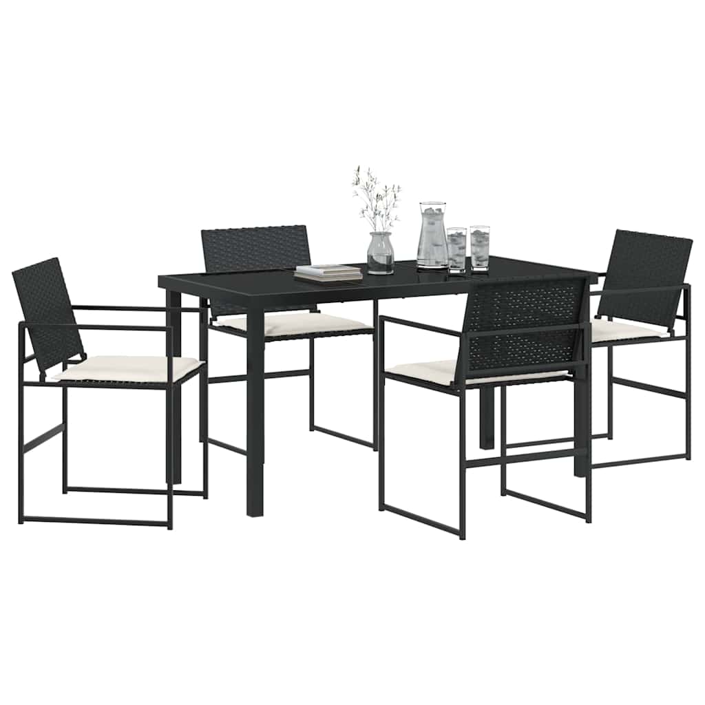 Have Spisebordssæt 5 pcs Sort Poly rattan