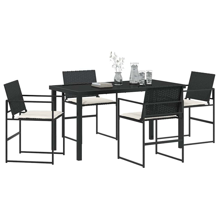 Have Spisebordssæt 5 pcs Sort Poly rattan