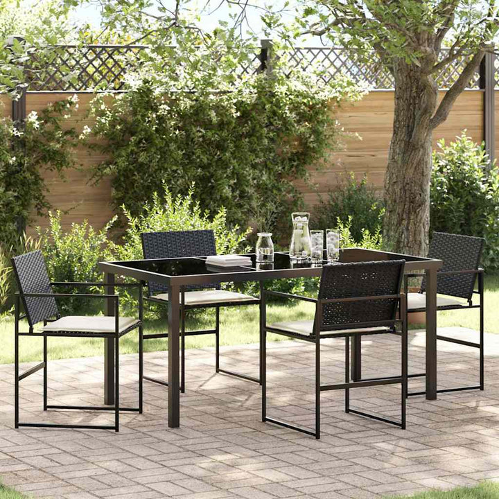 Have Spisebordssæt 5 pcs Sort Poly rattan