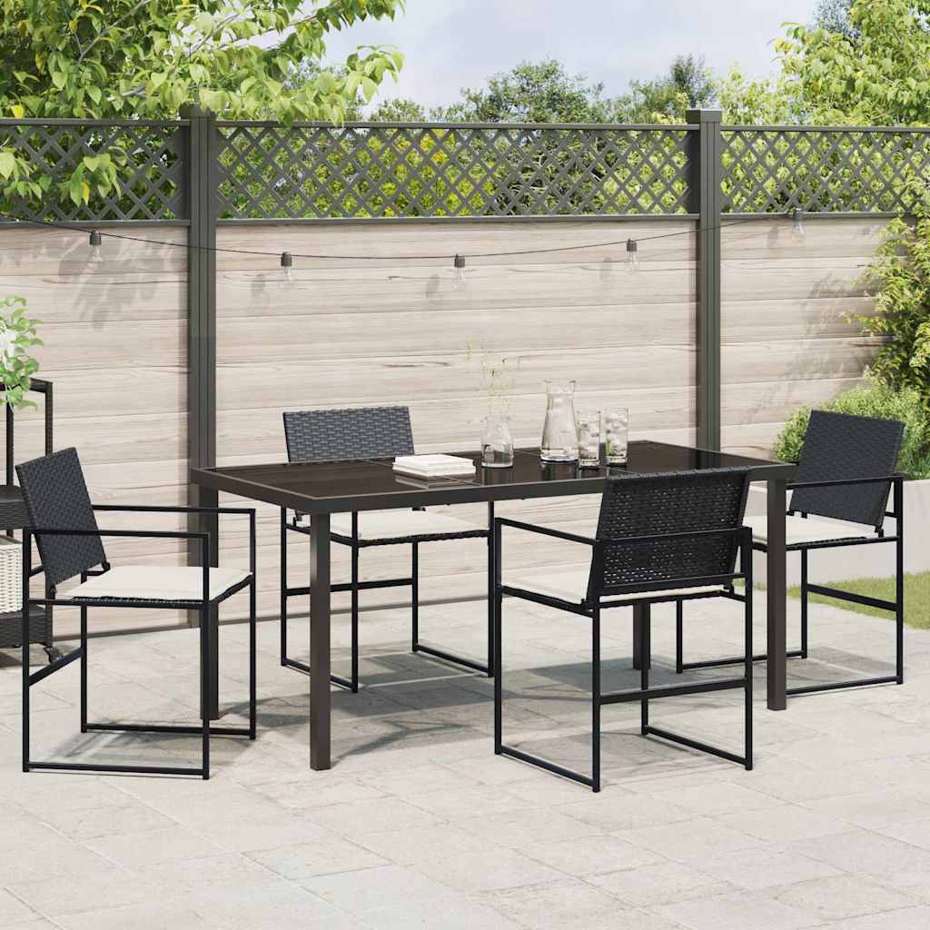 Have Spisebordssæt 5 pcs Sort Poly rattan