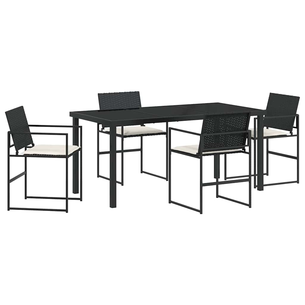 Have Spisebordssæt 5 pcs Sort Poly rattan