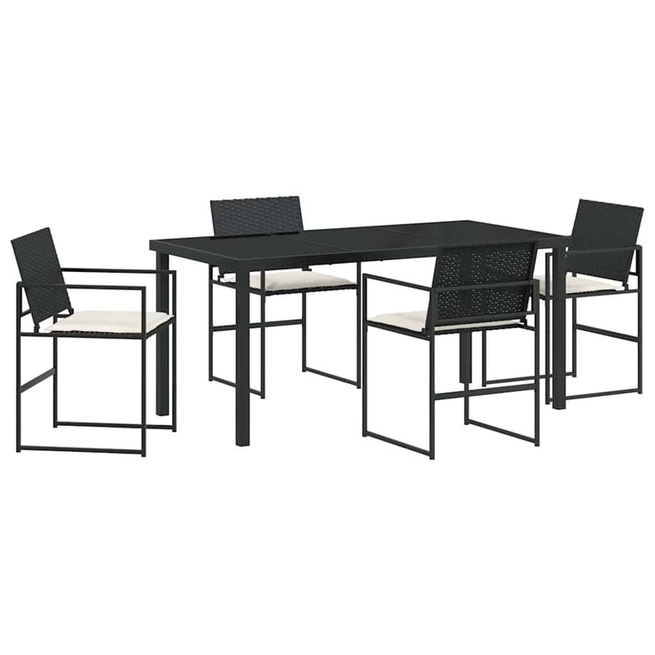 Have Spisebordssæt 5 pcs Sort Poly rattan