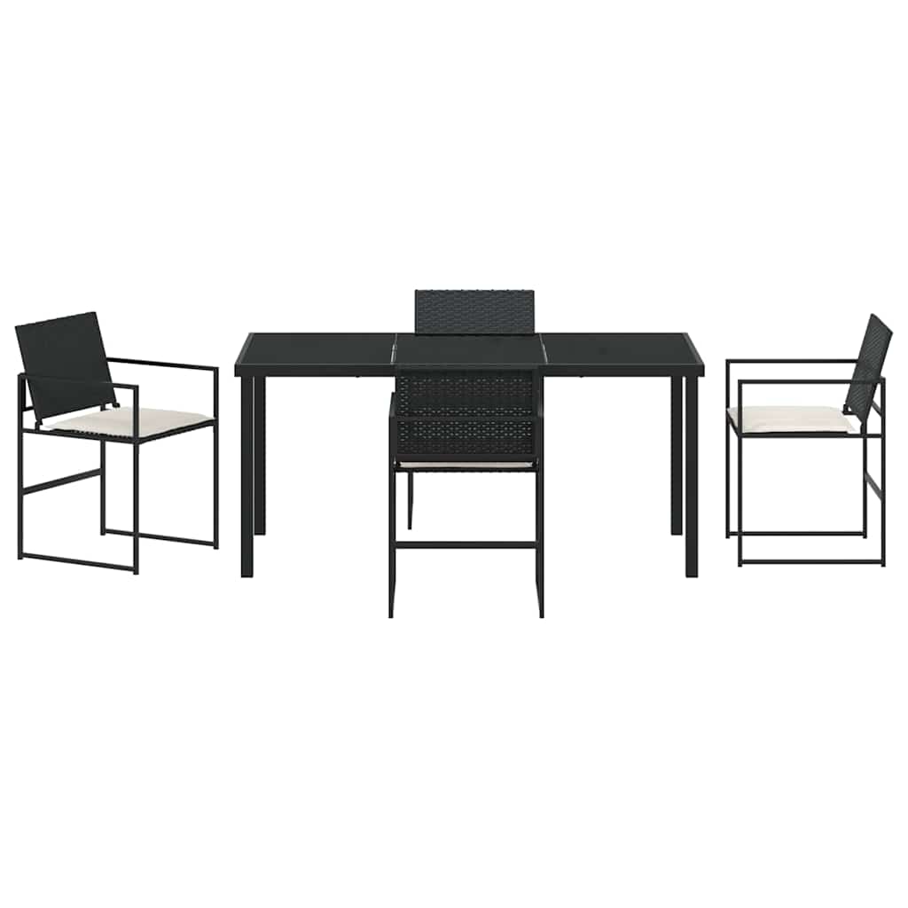Have Spisebordssæt 5 pcs Sort Poly rattan