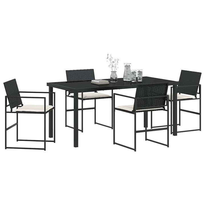 Have Spisebordssæt 5 pcs Sort Poly rattan