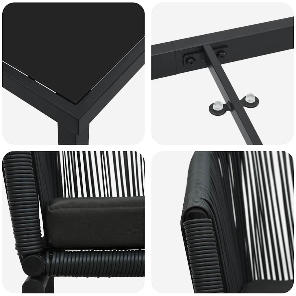 Have Spisebordssæt 3 pcs Sort Poly rattan