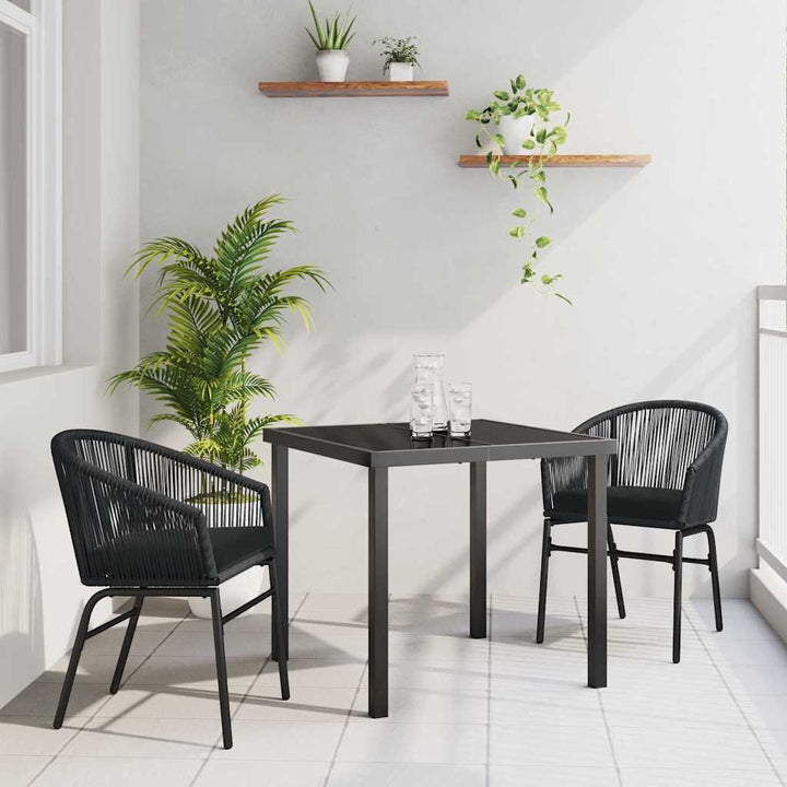 Have Spisebordssæt 3 pcs Sort Poly rattan