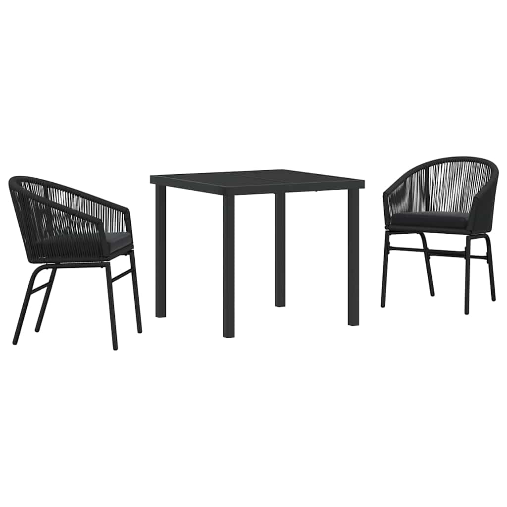 Have Spisebordssæt 3 pcs Sort Poly rattan