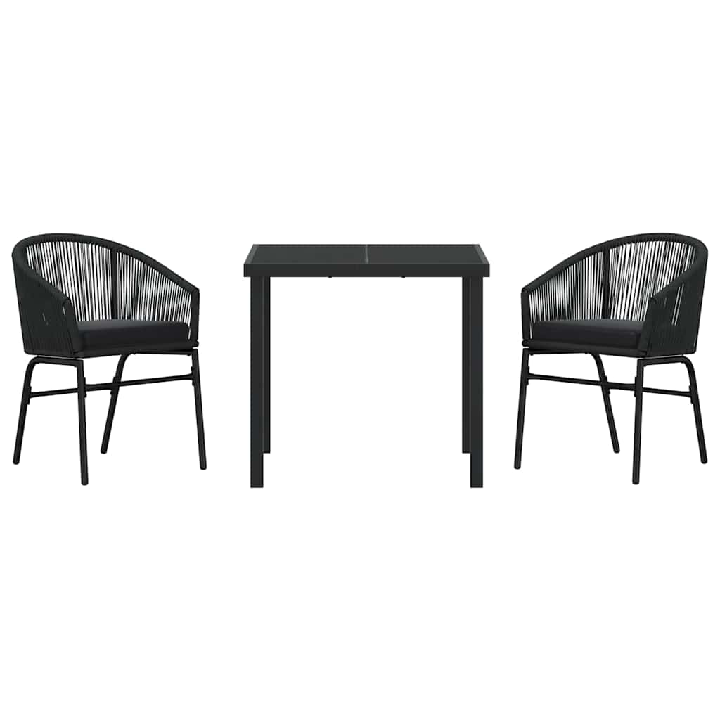 Have Spisebordssæt 3 pcs Sort Poly rattan