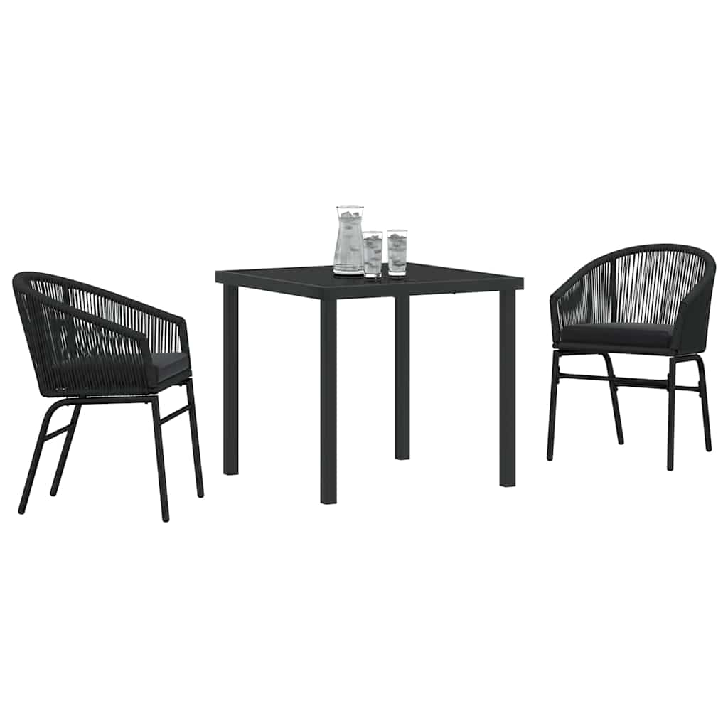 Have Spisebordssæt 3 pcs Sort Poly rattan
