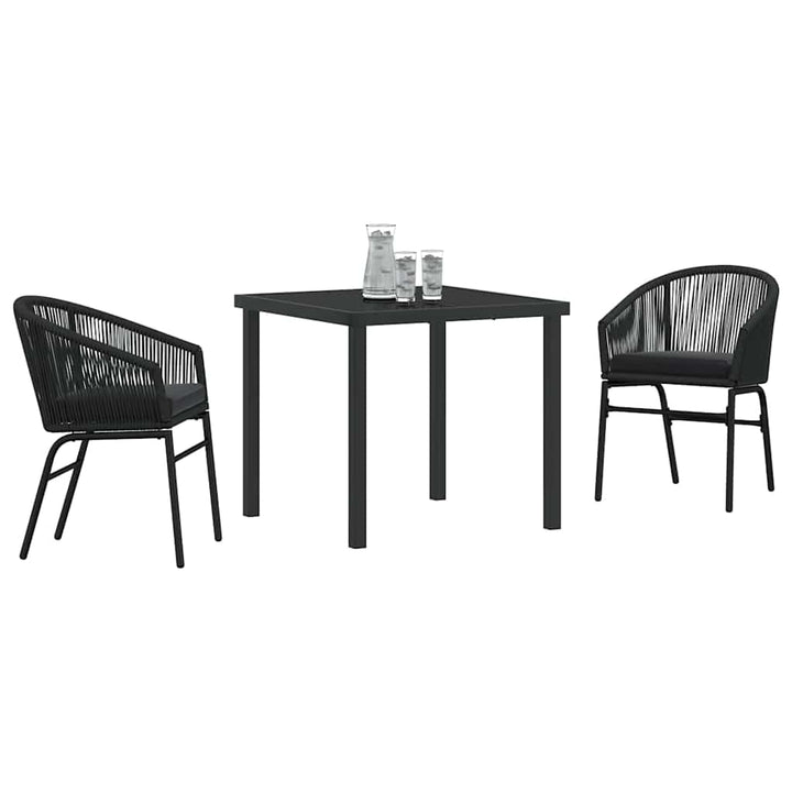 Have Spisebordssæt 3 pcs Sort Poly rattan