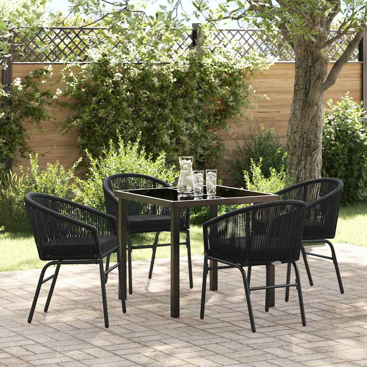 Have Spisebordssæt 5 pcs Sort Poly rattan