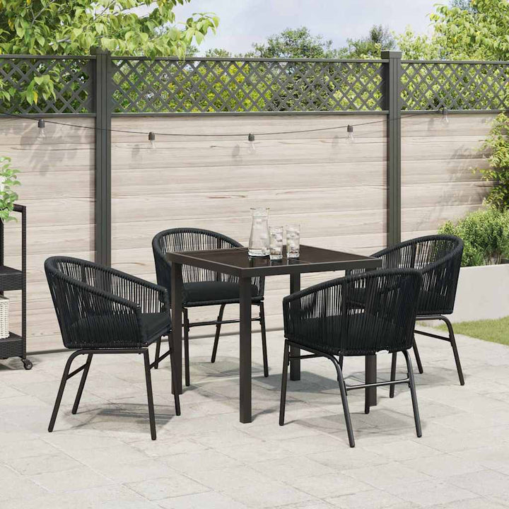Have Spisebordssæt 5 pcs Sort Poly rattan
