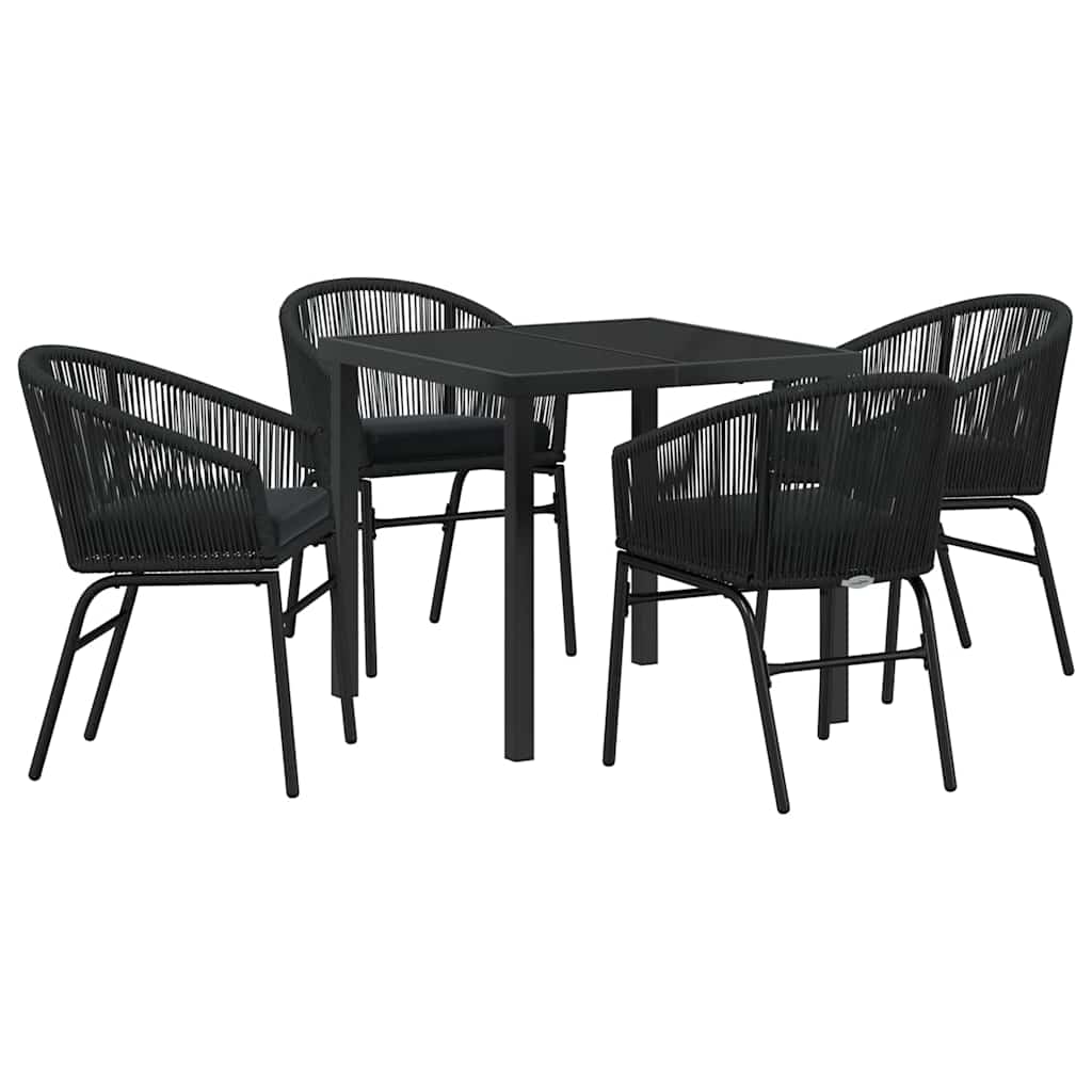 Have Spisebordssæt 5 pcs Sort Poly rattan