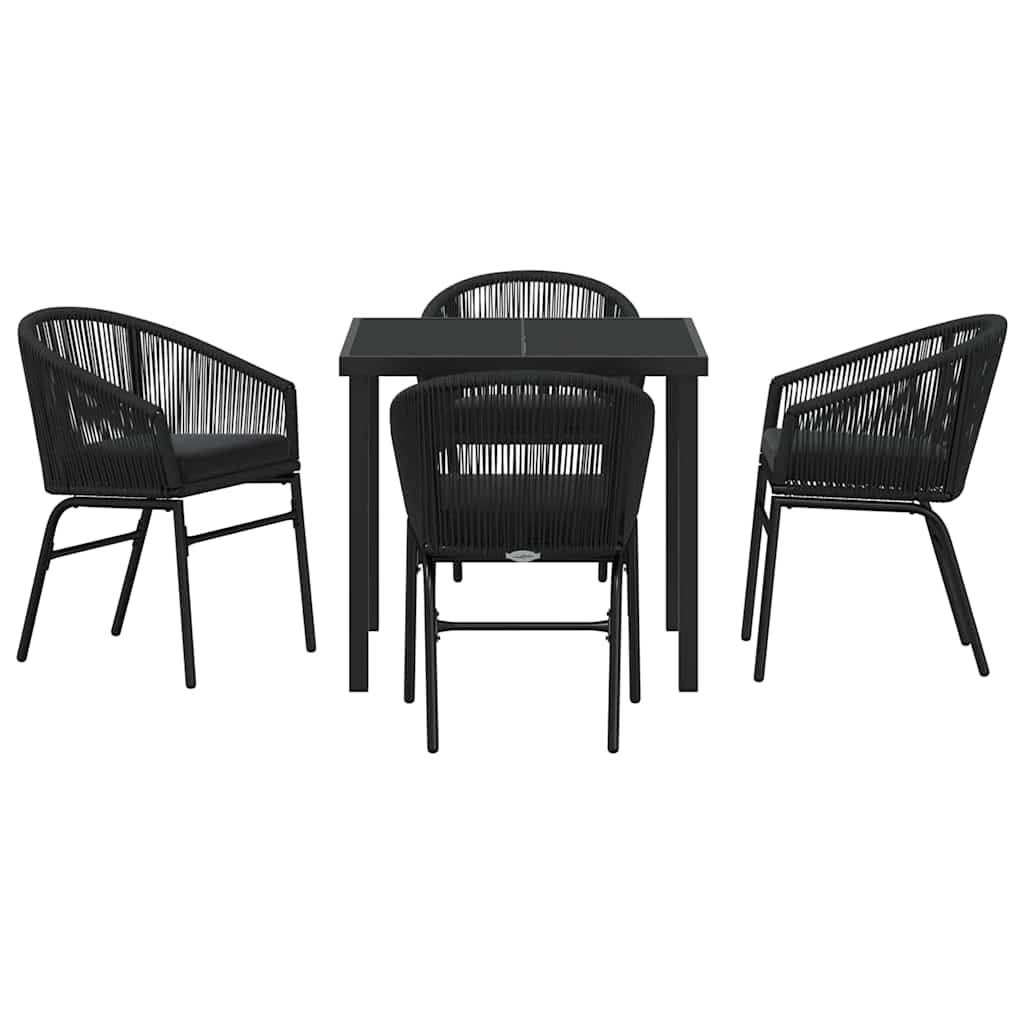 Have Spisebordssæt 5 pcs Sort Poly rattan