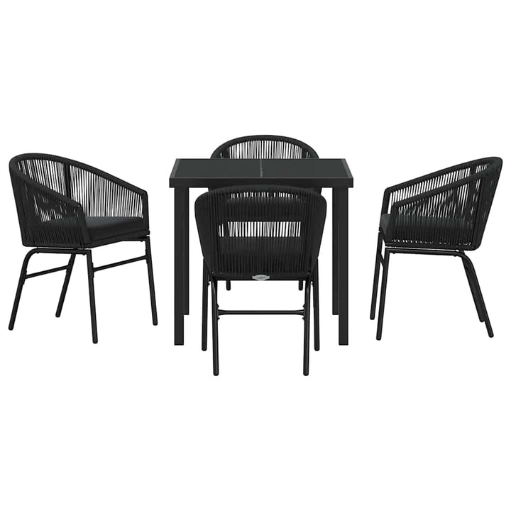 Have Spisebordssæt 5 pcs Sort Poly rattan