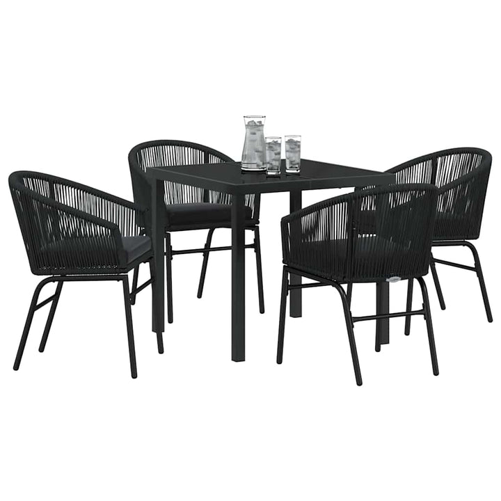Have Spisebordssæt 5 pcs Sort Poly rattan