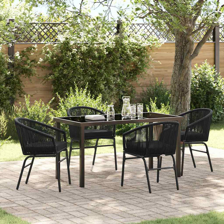 Have Spisebordssæt 5 pcs Sort Poly rattan