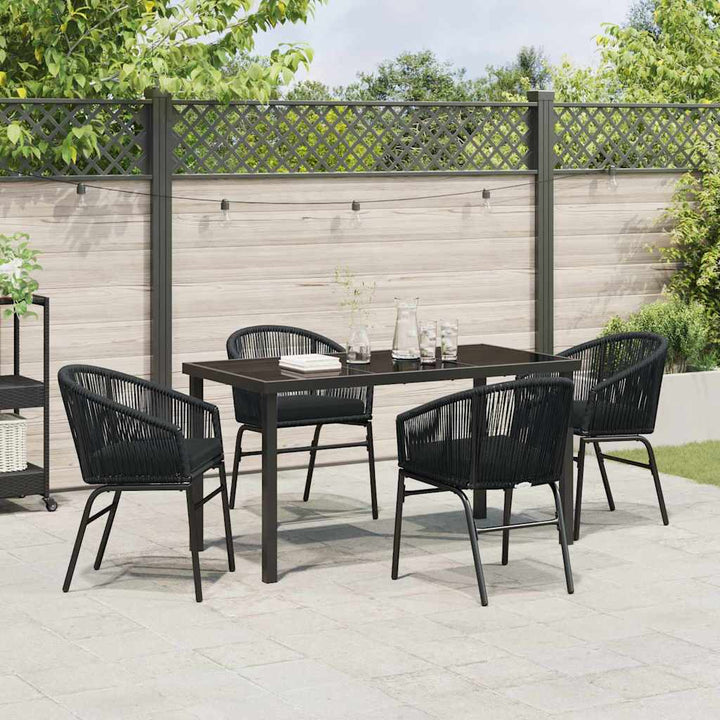 Have Spisebordssæt 5 pcs Sort Poly rattan