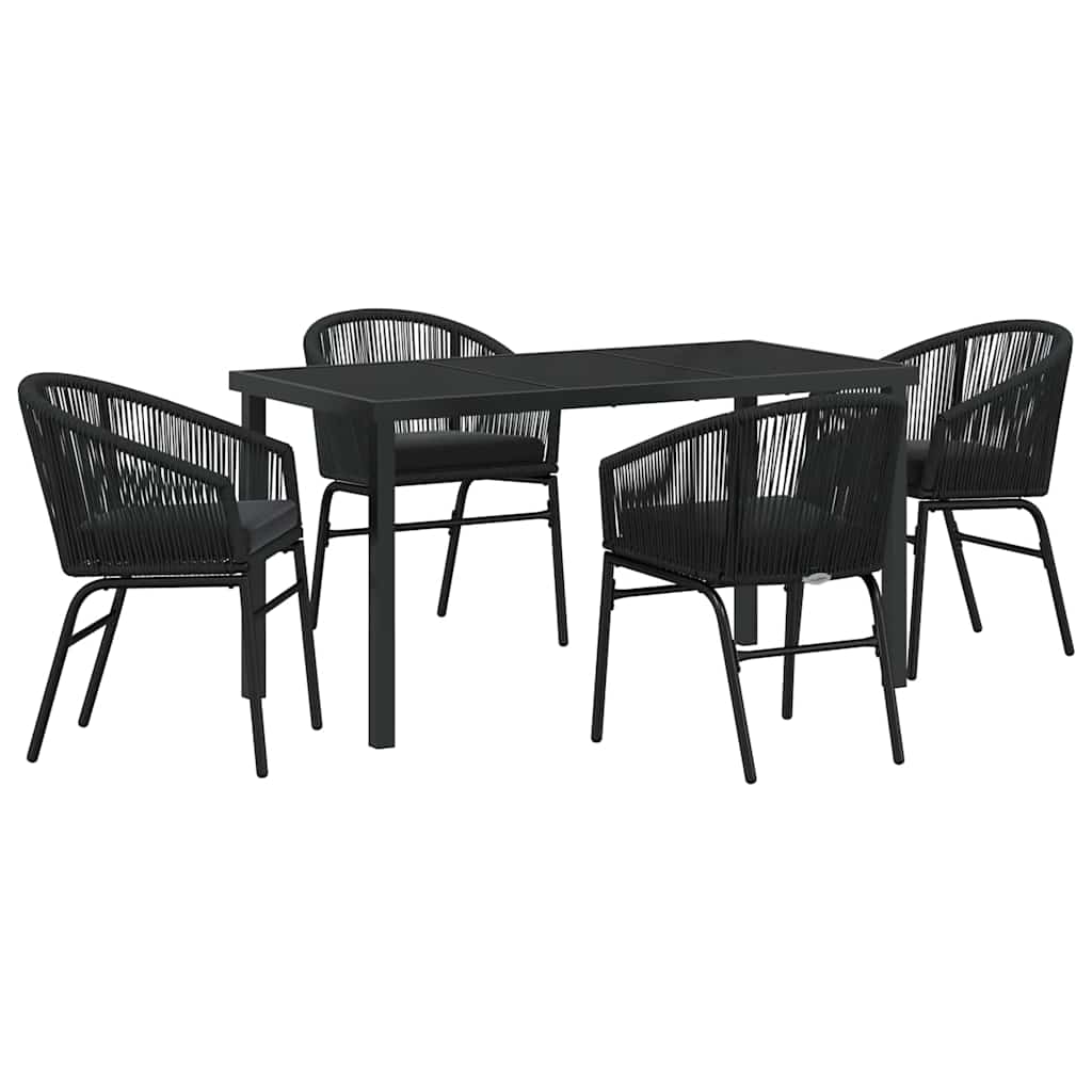 Have Spisebordssæt 5 pcs Sort Poly rattan
