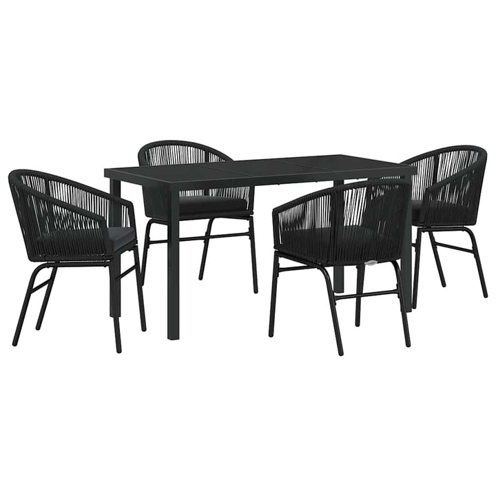 Have Spisebordssæt 5 pcs Sort Poly rattan