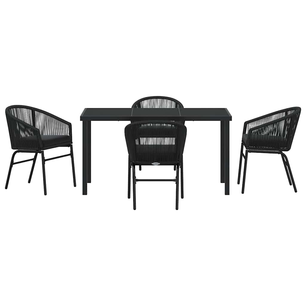 Have Spisebordssæt 5 pcs Sort Poly rattan
