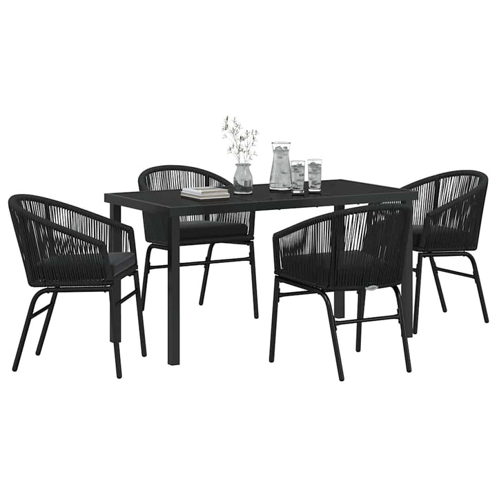 Have Spisebordssæt 5 pcs Sort Poly rattan