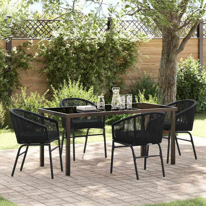 Have Spisebordssæt 5 pcs Sort Poly rattan